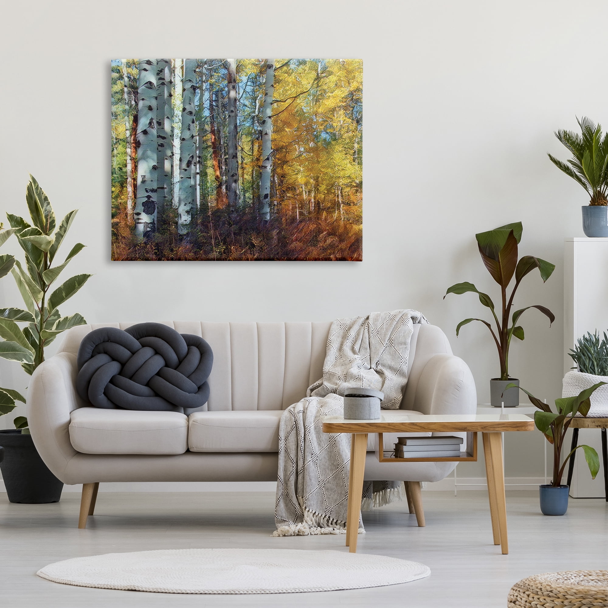 Stupell Industries Cluster of Birch Trees in Yellow Autumn Forest, 36 x 48, Designed by Larry McFerrin