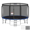 thumbnail image 1 of Trampoline Rond en Acier Inoxydable 18/8 de 12 Pieds, Trampoline Extérieur Robuste pour Adultes et Enfants avec Filet de Sécurité, Ensemble de Piquets Coupe-Vent, Barre d'Équilibre, Poteaux Courbés, 1 of 7