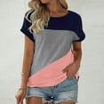thumbnail image 2 of ZHENHONG T Shirts for Women,Casual Short Sleeved Loose Round Neck Tops Tredy Breathable Color Blocked T Shirts,Pink Women Blouses, 2 of 4