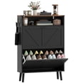 thumbnail image 1 of HOMCOM Armoire de Rangement pour Chaussures avec 2 Tiroirs Basculants, Armoire à Chaussures Étroite, Noir, 1 of 10