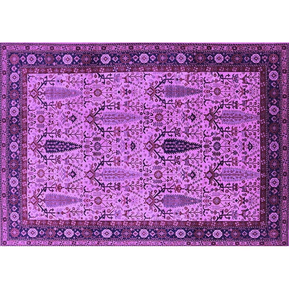 Ahgly Company Indoor Rectangle Oriental Purple Industrial Area Rugs, 6' x 9'