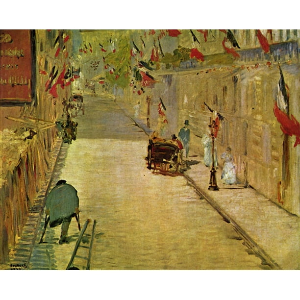 Laminated Poster Edouard Rue Mosnier with flags