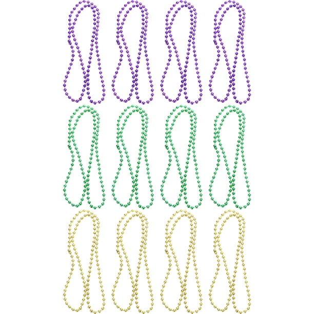 KAKOWELY 12 collares festivos de carnaval con diseño de cuentas, cadena para el cuello, pulsera decorativa de cuentas.