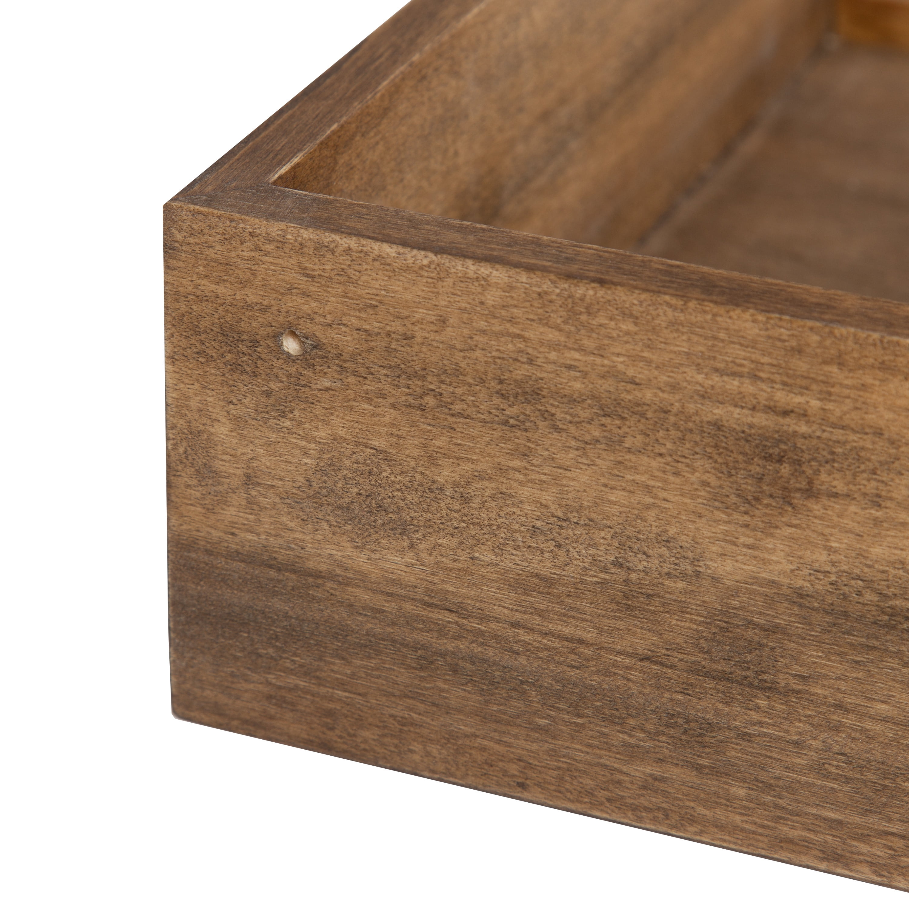 Kate and Laurel Levie Rustic Modern Floating Corner Wood Wall Shelves, 12 x 12 Inches, 2 pack, Rustic Brown