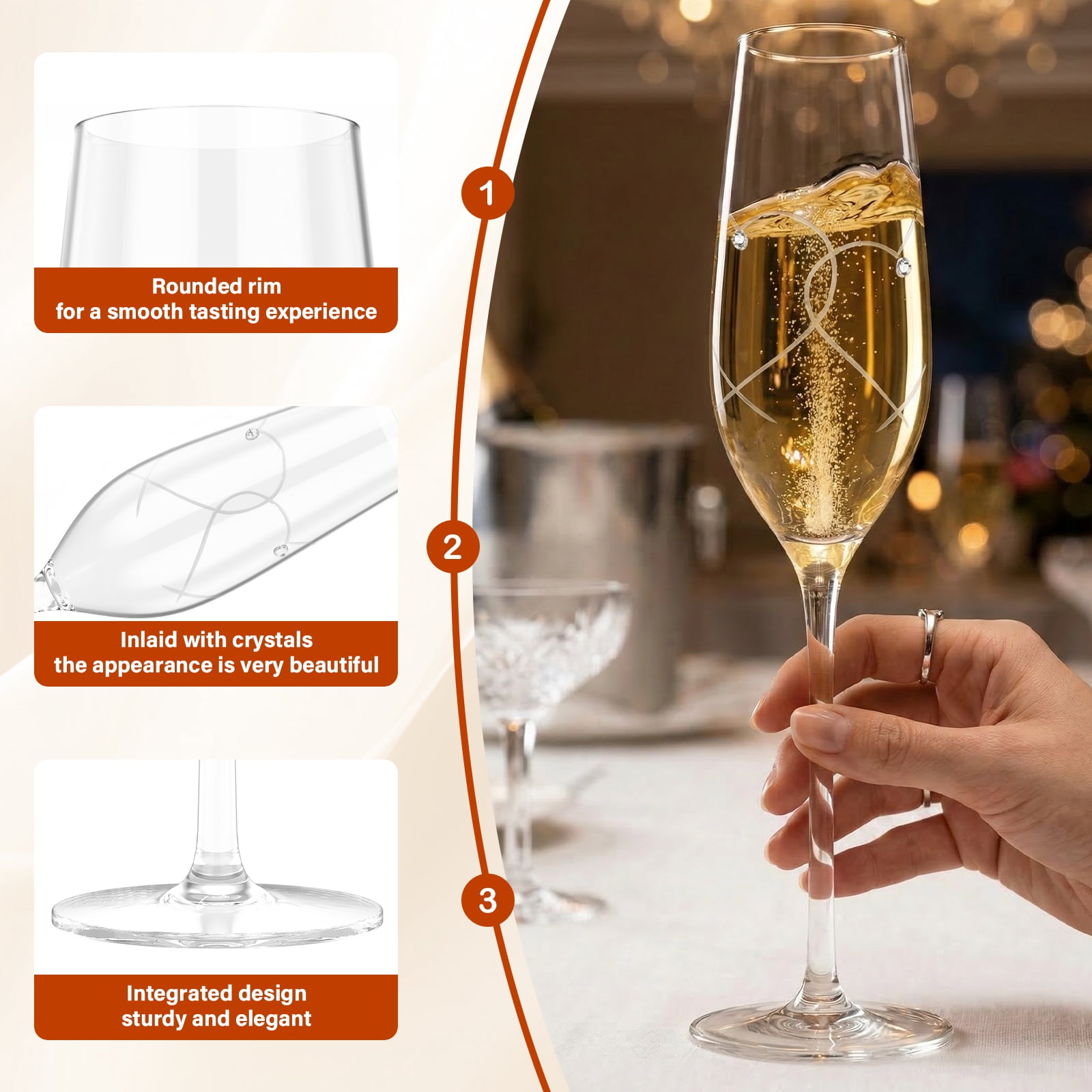Champagne Flute Bride and Groom Wedding Toasting Champagne Glasses Set of 2 Embellished with Crystal or Pearl Wedding Engagement Christmas Present for Couple