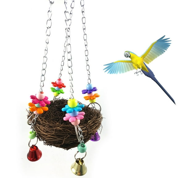 Visland Pet Parrot Toy Nest Bird Climb Chew Swing Cage Hanging Cockatiel Parakeet