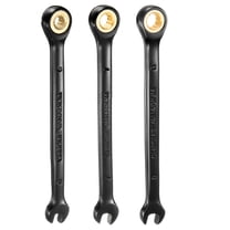 Uxcell 3Pcs Ratcheting Wrench 6,7,8mm Metric Open End Wrench 72-Teeth CR-V Steel 12 Point Nickel Plated Combination Ratchet Wrench