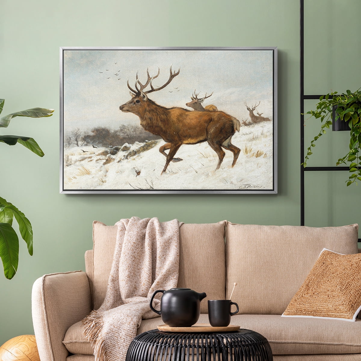 Vintage Animal Print-V By Wexford Home Framed in Silver Wood Gallery Wrapped Canvas 27 in. x 41 in.