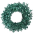 thumbnail image 1 of Vickerman 30" Aqua Tinsel Wreath with 50 Teal lights, 1 of 1