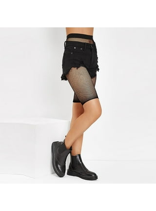 Black fishnet cheap biker shorts