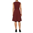 thumbnail image 3 of Vestido sin mangas para mujer INSPIRE CHIC con cremallera, cinturón, corte acampanado, midi, ideal para el trabajo, talla XL, color rojo vino, 3 of 5
