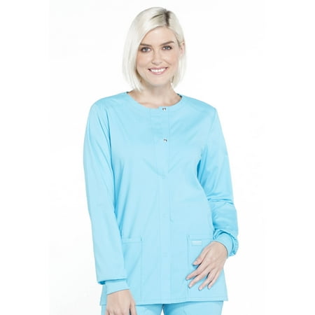 Cherokee Women's Snap Front Scrub Jacket with 3 Pockets and Knit Cuff - WW340