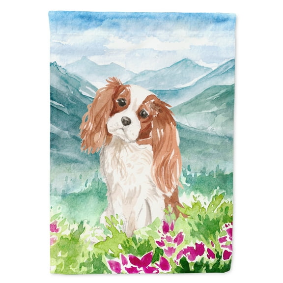 Carolines Treasures CK1985GF Mountian Flowers Blenheim Cavalier Spaniel Flag Garden Size  Small multicolor