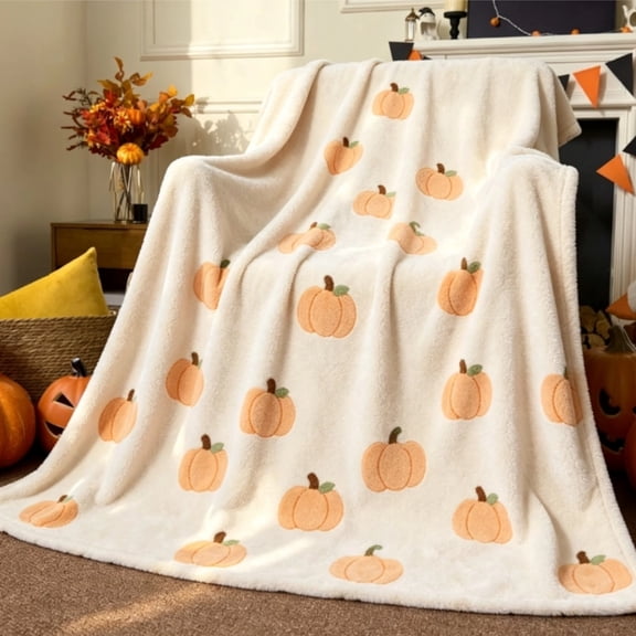 Halloween Pumpkin Throw Blanket - Soft Plush Pumpkin Blanket - Cozy Flannel Halloween Decoration for Party Sofa Bed Living Room,70*100cm