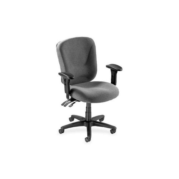Lorell Accord Mid-Back Task Chair - Polyester Gray Seat - Black Frame  LLR66125