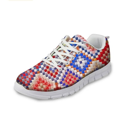 

Customized Women Air Mesh Sneakers 3D Printed Gingham Pattern Trendy Casual Lacing Footwears Lightweight Flats Shoes Girl