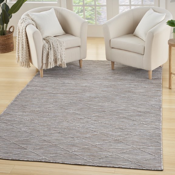 Nourison Practical Solutions Indoor/Outdoor Grey Mocha 6' x 9' Area Rug (6x9)