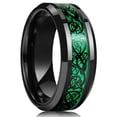 thumbnail image 4 of Fashion 8mm Men's Stainless Steel Celtic Dragon Ring Inlay Red Green Black Carbon Fiber Ring Wedding Band Charm Jewelry Gifts, 4 of 5