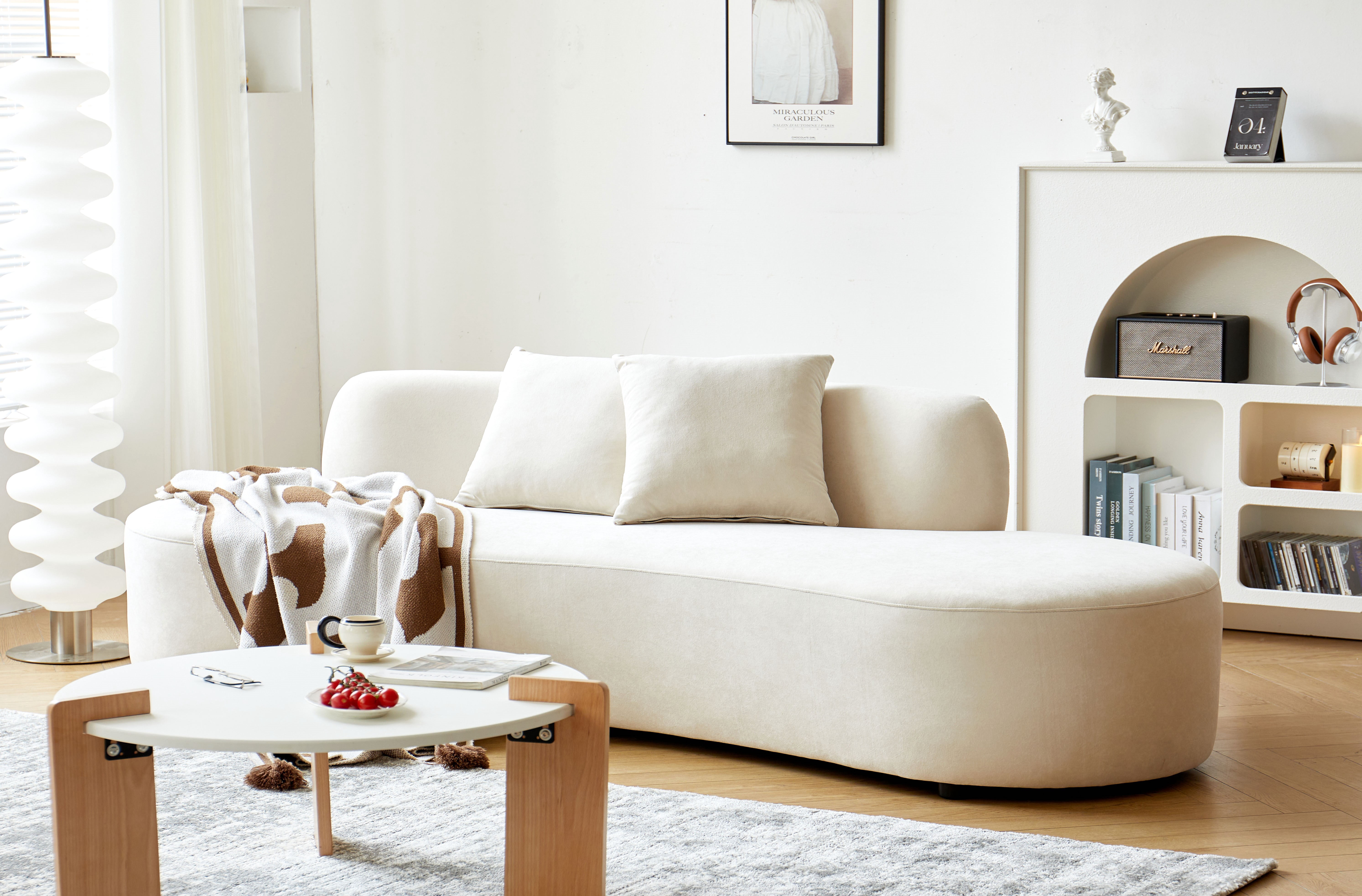 US Pride Furniture 90.2 inch Elegant Half Moon Design Curved Luxury 4-Seat Sofa with High-Density Foam Filled Ivory