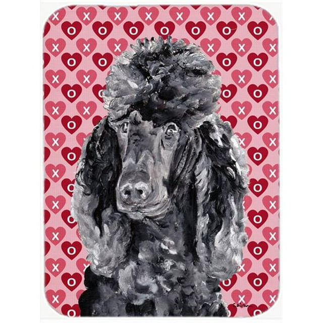 Black Standard Poodle Large Size Hearts And Love Glass Cutting Board