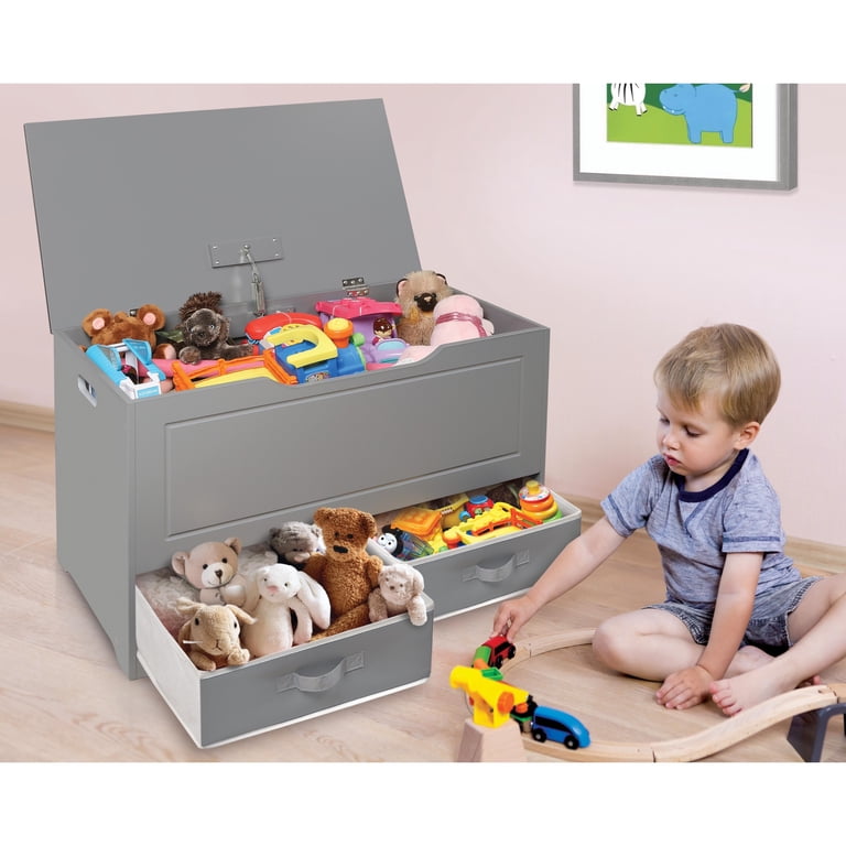 Badger Basket Up & Down Toy Box Storage Bench, Gray photo 3