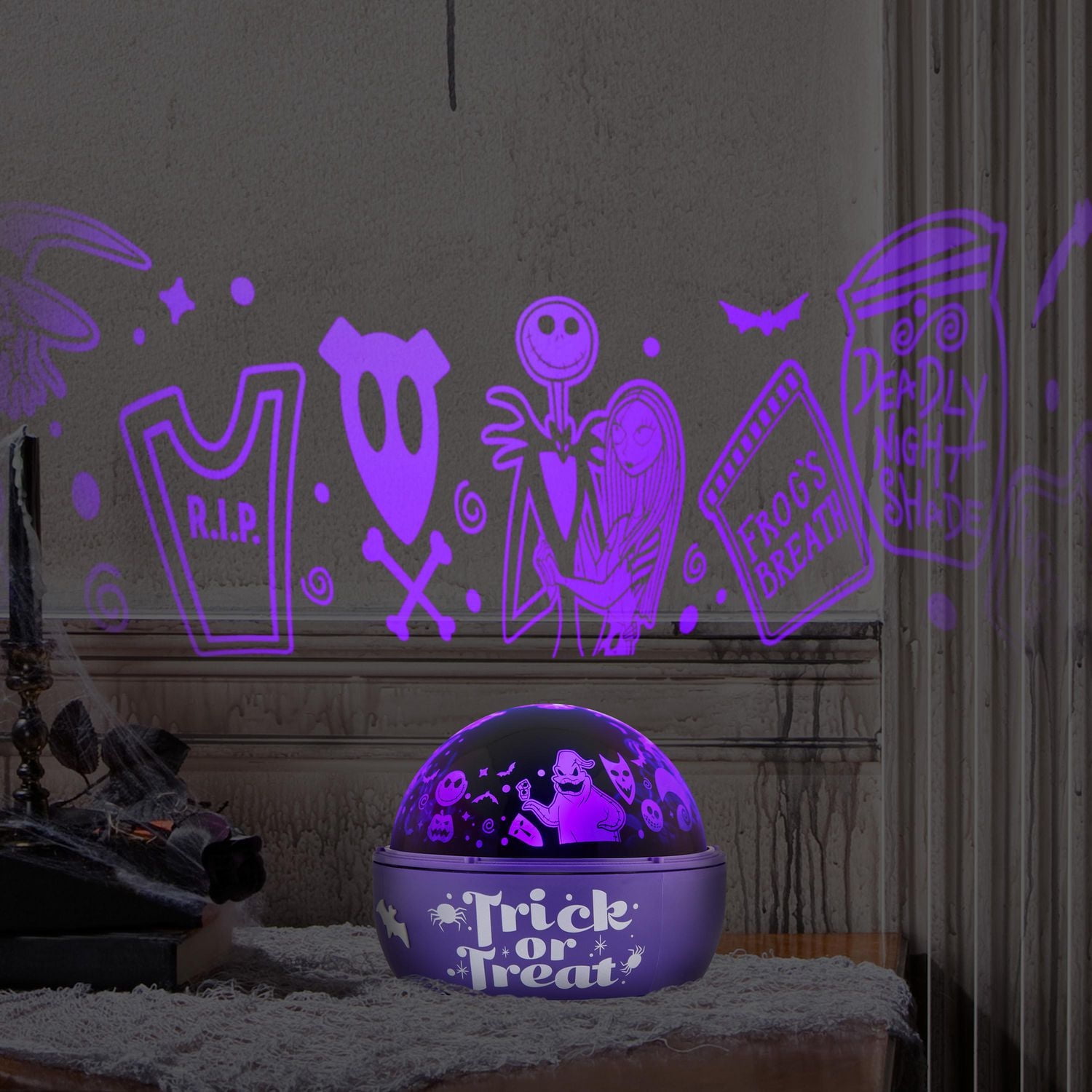 Halloween Lightshow Projection Tabletop ShadowLights Nightmare Before Christmas Disney (Purple)