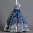 thumbnail image 2 of Children's clothing children's dress mesh lace princess dress girls piano performance flower girl dress-Navy Blue-140cm, 2 of 6