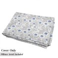 thumbnail image 5 of Floral Floor Pillow Lounger Cover, Ornamental Hand Drawn Flowers and Leaves Blue Dots Doodle Pattern Abstract Art, Nap Mat Printed Fabric Case for 5 Pillows, 88" x 36", Black White Blue, by Ambesonne, 5 of 5