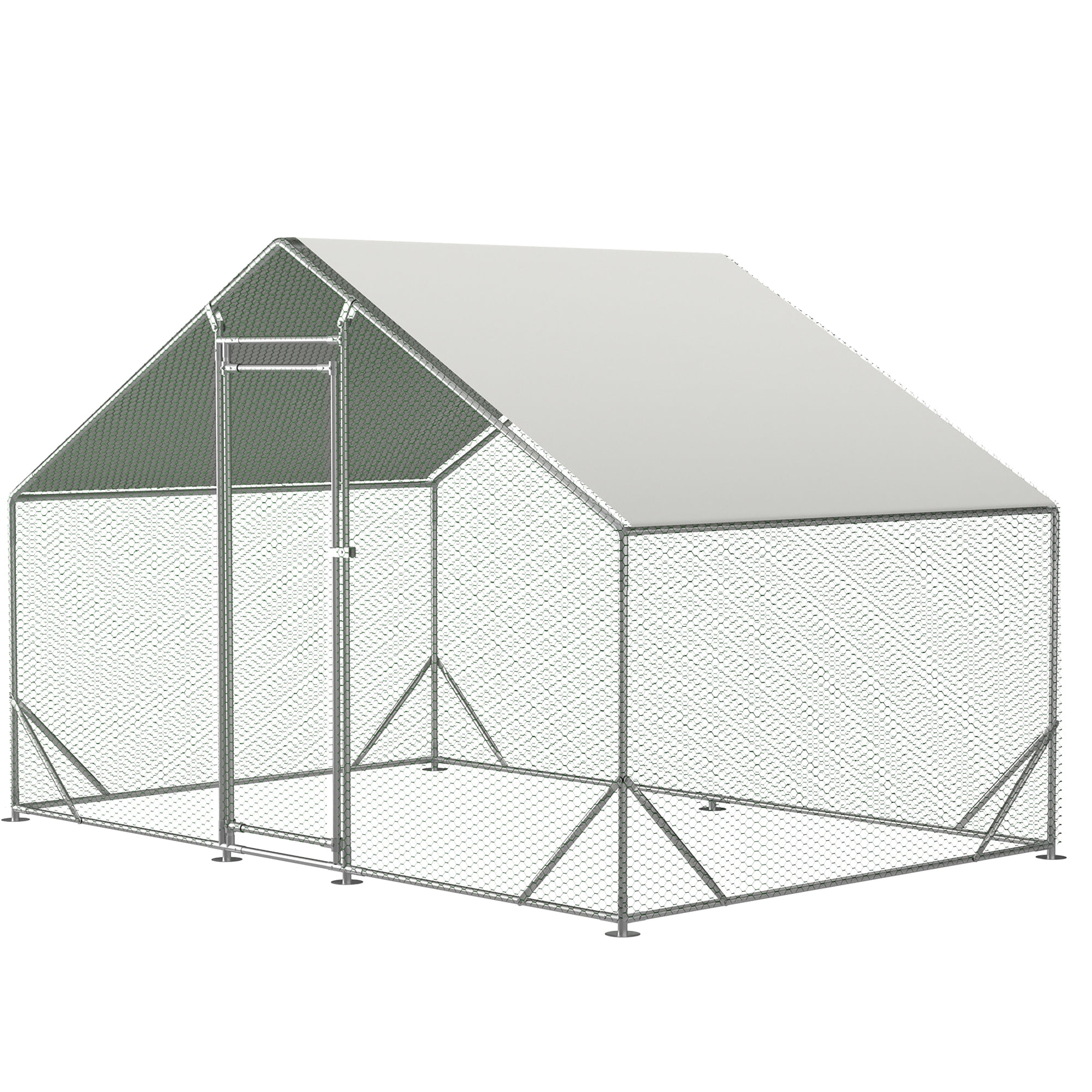 Pefilos 3-Supporting Wire Mesh Chicken Run, Large Metal Chicken Coop, Chicken Pen with Water-Resident and Anti-UV Cover, Duck Rabbit House Dog Kennels Outdoor, Silver Pefilos 3-Supporting Wire Mesh Chicken Run, Large Metal Chicken Coop, Chicken Pen with Water-Resident and Anti-UV Cover, Duck Rabbit House Dog Kennels Outdoor, Silver
