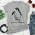 thumbnail image 2 of Formal Chicken T-shirt, Unisex Women's Men's Shirt, Funny Penguin Animal Joke Bird, Heather Gray, XX-Large, 2 of 6