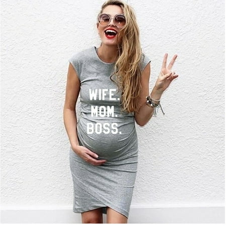 

TUOBARR Maternity Clothes Women Pregnant Short sleeve Pregnant Nursing Maternity Dress Solid Print skirt