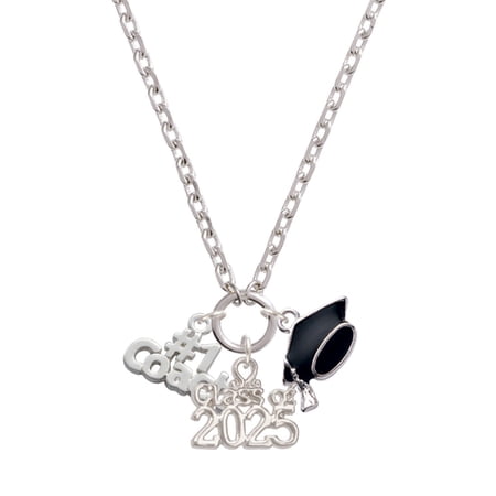 Delight Jewelry Silver-tone #1 Coach - Silver-tone Class of 2025 Graduation Zoey Necklace, 28"
