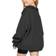 thumbnail image 3 of Bnwani Sweatshirt Girls Crew Neck Long Sleeve Half Zip Fleece Sweatshirt Plain Pullover Size 7-8, 3 of 7