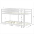 thumbnail image 3 of Twin Over Twin Bunk Bed, Wooden Low Bunk Bed Frame with Guardrails and Ladder for Kids, for Boys and Girls, White, 3 of 6