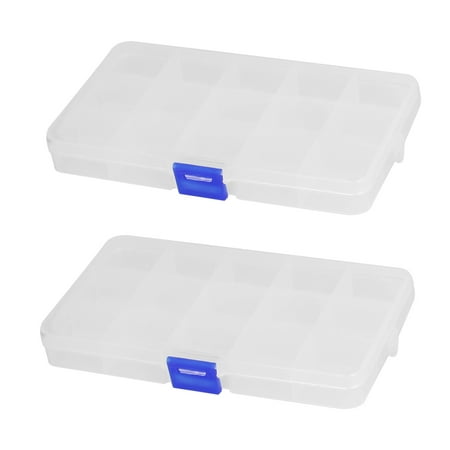 Unique Bargains Clear Blue Plastic 15 Sections Jewelry Screws Pills Holder Storage Box (Best Way To Display Jewelry At Garage Sale)