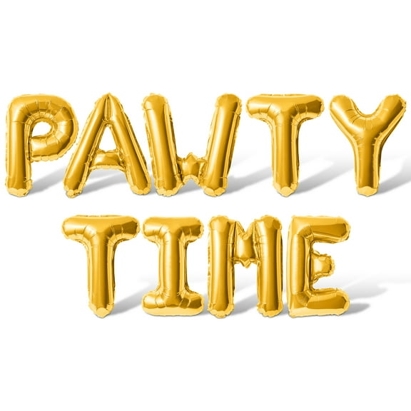 Letter Balloons - PAWTY TIME 16" Inch Alphabet Letters Foil Mylar Balloon Pet Birthday Party Banner (Gold)
