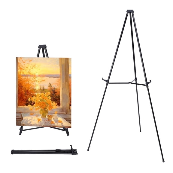 MXG Adjustable Tabletop & Floor Display Stand,33-64"& Ultra-Light Aluminum Portable Black Art Easel for Mall Promotions, Music Festival/Posters