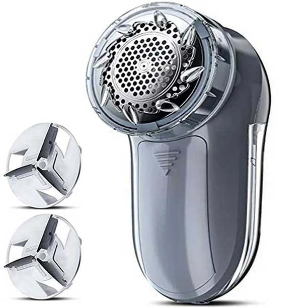 HKEEY Fabric Shaver Lint Remover, Rechargeable Fabric Lint Shaver Defuzzer with 2 Replaceable Stainless Steel 6-Leaf Blades, Remove Clothes Fuzz, Lint Balls, Pills, Bobbles
