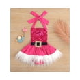 thumbnail image 2 of Qiylii Baby Girl Christmas Romper Plush Santa Sequin Bodysuit Loose Midi Dress, 2 of 9