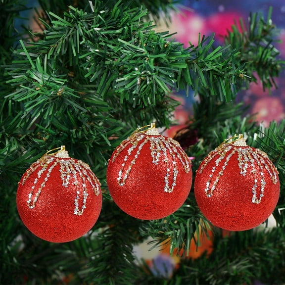 KOYPTL 3pcs Christmas Balls Set,3.1 Inch Rustic Vintage White And Silver Farmhouse Decorative Hanging Ornaments,Retro Traditional Style Christmas Tree Balls Decorations For Party Indoor Outdoor