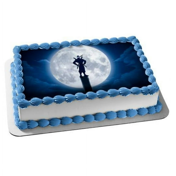 Ninja Moon Background Japan Warrior Edible Cake Topper Image ABPID53544