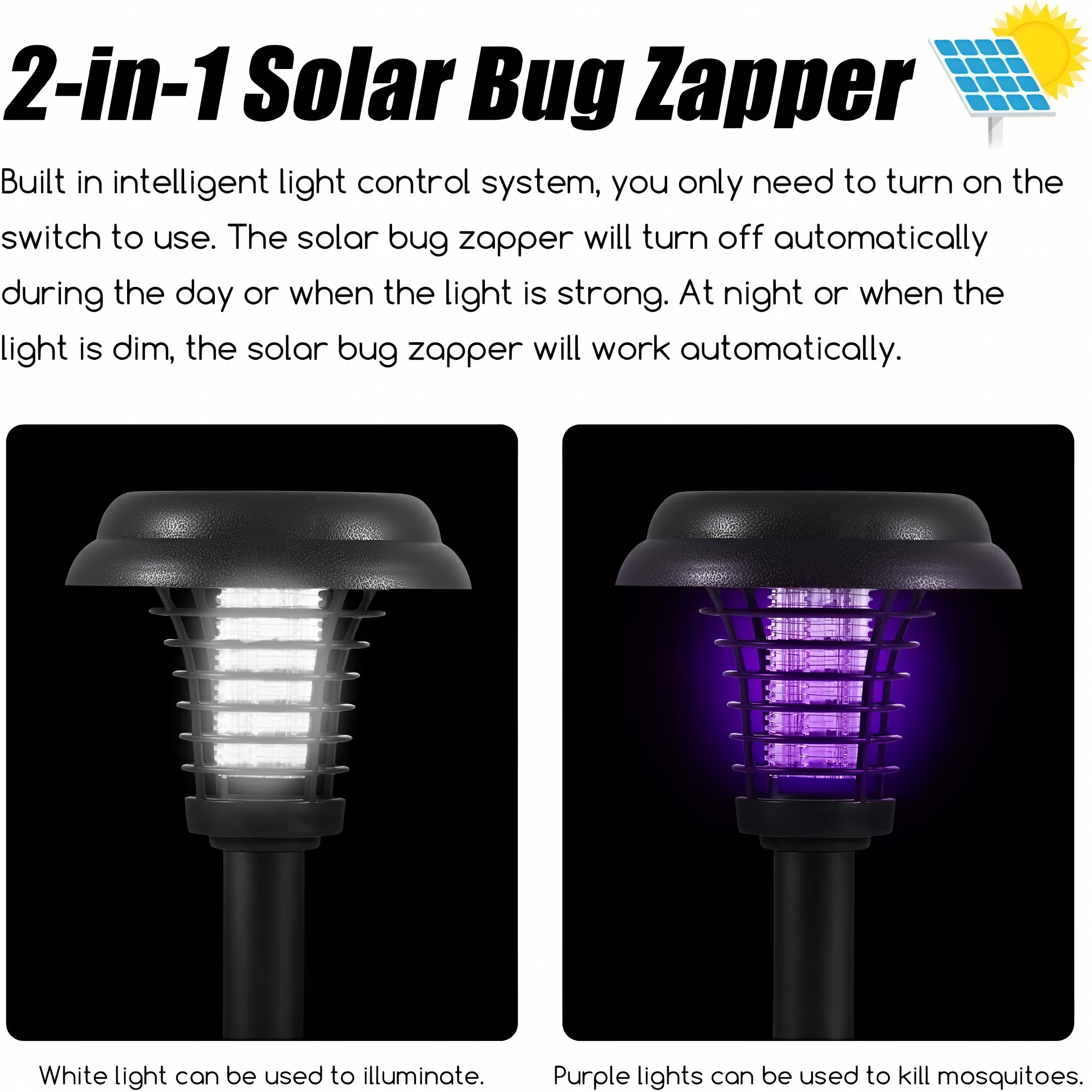 HIBIBUD 4PCS Solar Powered Zapper Lamp Light Outdoor Mosquito Fly Bug Insect Killer Trap Garden for Home Daily Life