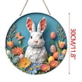 thumbnail image 2 of Placa colgante festiva, cartel de bienvenida, decoración de Pascua con diseño de conejo, adorno de madera, colgador para la pared, 30 cm de diámetro, 2 of 2