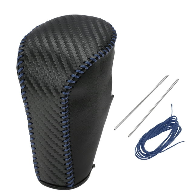 Cubierta de pomo de cambio de marcha antideslizante Unique Bargains para Honda Accord 8, protector de manija de cambio de palanca de cuero negro y azul