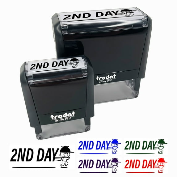 2nd Second Day Mail Service Expedited Running Person Self-Inking Rubber Stamp Ink Stamper for Business Office - Sky Blue Ink - Small 1-1/2 Inch