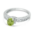 thumbnail image 3 of 10k White Gold Oval Peridot And Diamond Ring, 3 of 6