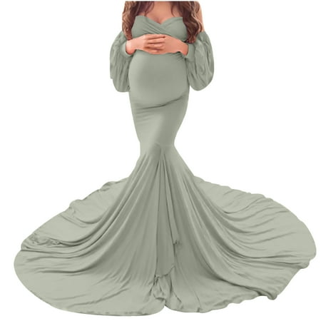

Summer Savings Clearances Women Pregnants Sexy Photography Props Off Shoulder Long Maternity Dress