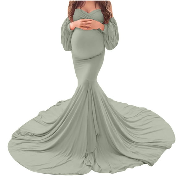 asdoklhq Maternity Dress,Women Pregnants Sexy Photography Props Off Shoulder Long Maternity Dress