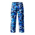 thumbnail image 7 of Men's Cargo Pants Relaxed Fit Straight Leg Camo Print Work Pants with 4 Pockets Elastic Waistband Drawstring Lightweight Trousers for Hiking Outdoor Daily Wear Navy L, 7 of 7