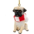 thumbnail image 5 of Pug Puppy First Christmas Tree Dog Ornament with Fabric Candy Cane Scarf, 5 of 5